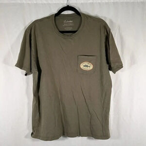 Cabela's Shirt Men's XL Green Short Sleeve Crew Neck 100% Cotton Front Pocket